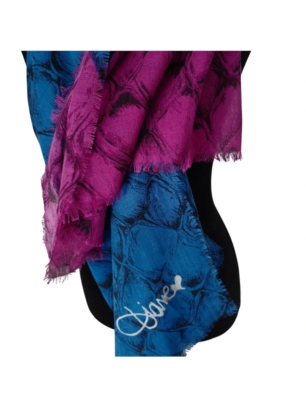 NWT Diane von Furstenberg DVF Blue Magenta Snakeskin Print Scarf Wrap 80x40